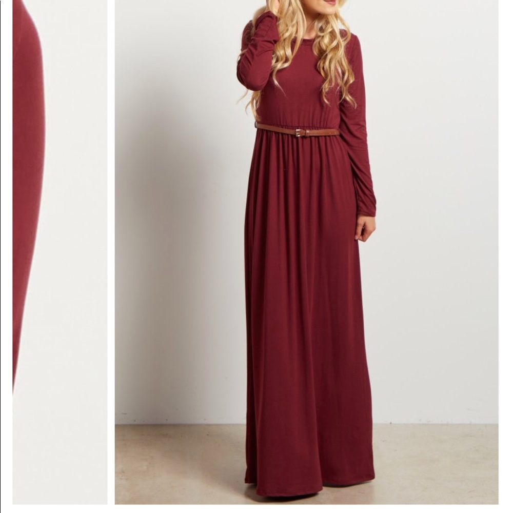 Pinkblush long sleeve burgundy maxi